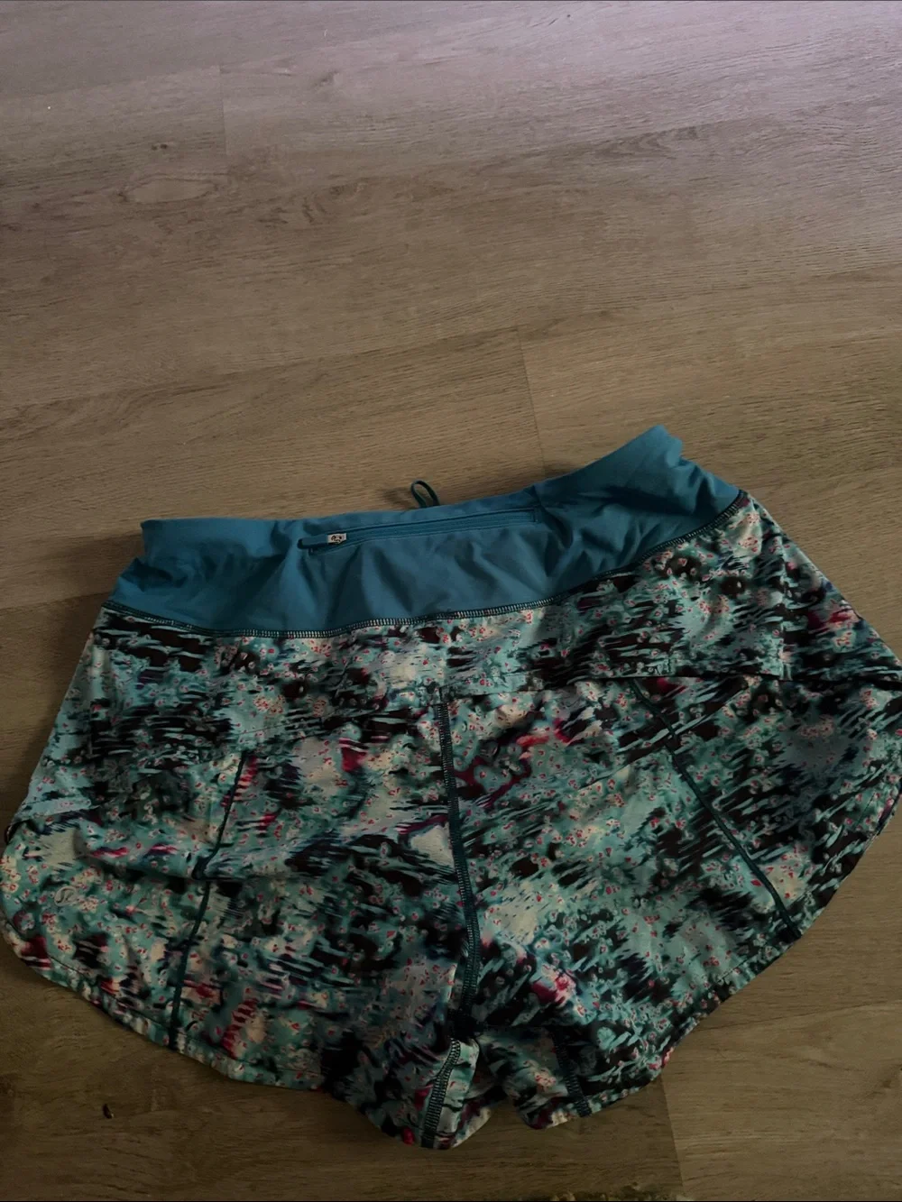lululemon athletica Teal Abstract Print Running Shorts